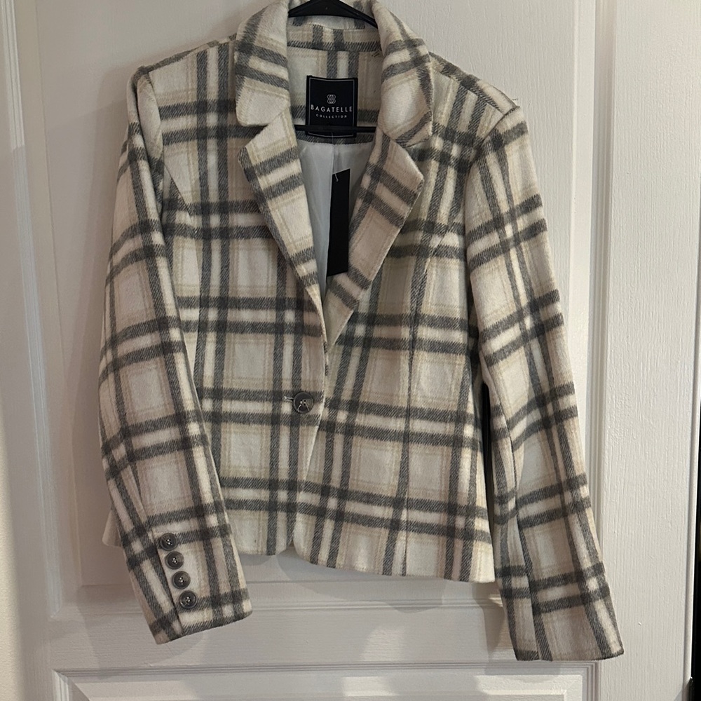 Rag & Bone Women's Plaid Blazer - Cream and Gray